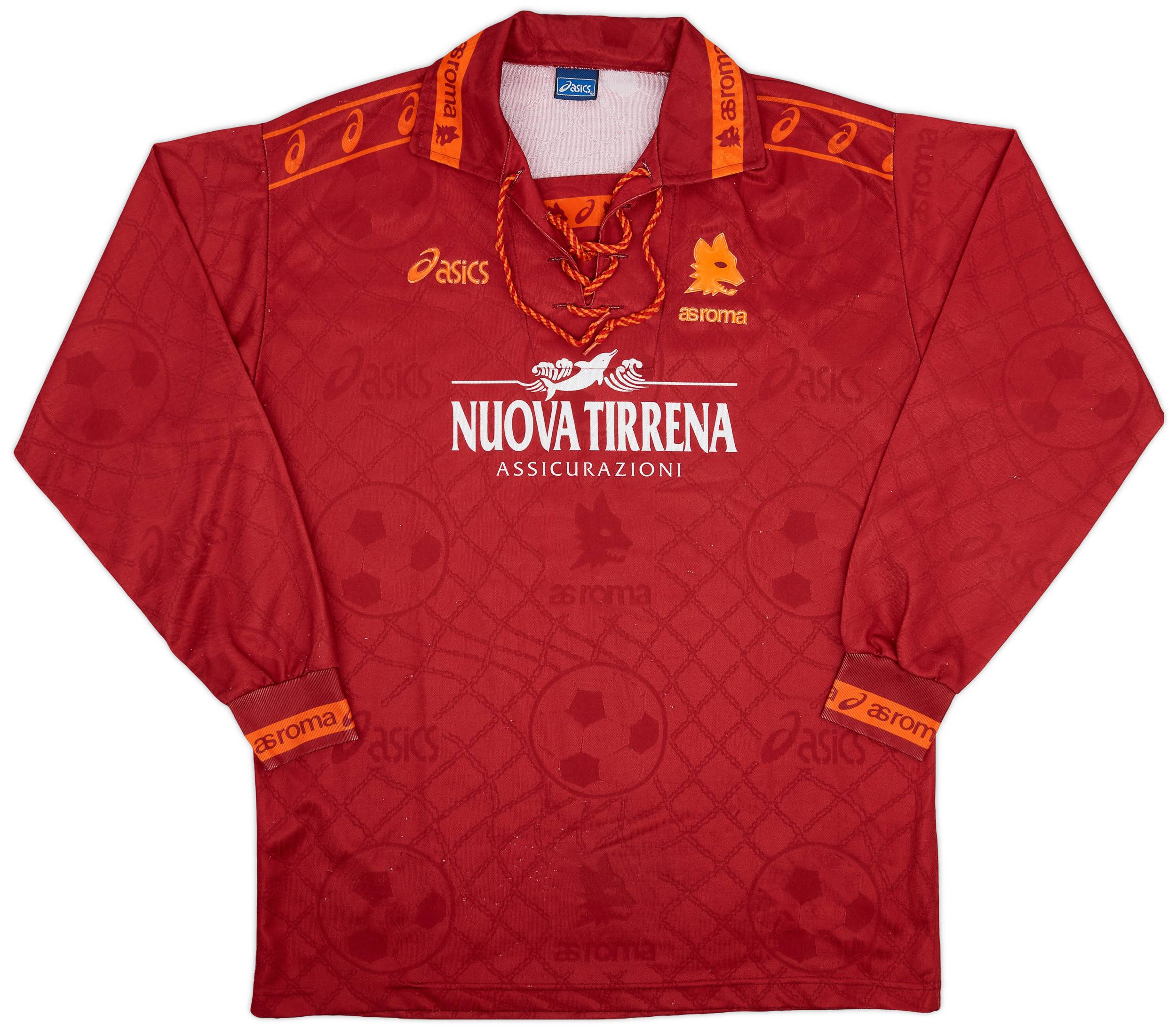 ウェア 90s 1994/1995 AS ROMA soccer game shirt 1994-95 Roma Home L/S Shirt - 8/10 - (L)