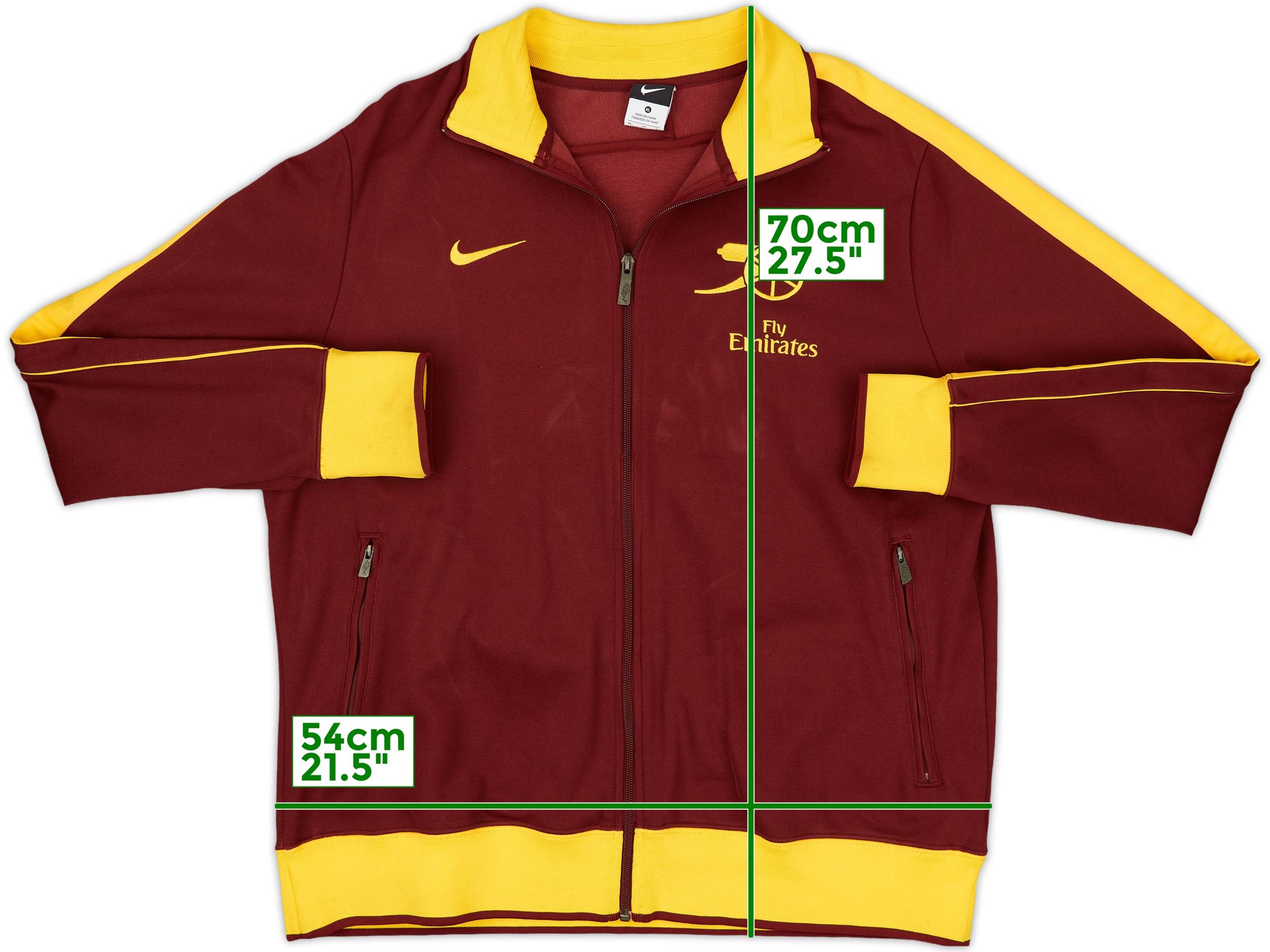 NIKE Arsenal ジャージ　バーガンディ/イエロー 2010-11 Arsenal Nike N98 Track Jacket - 6/10 - (XL)