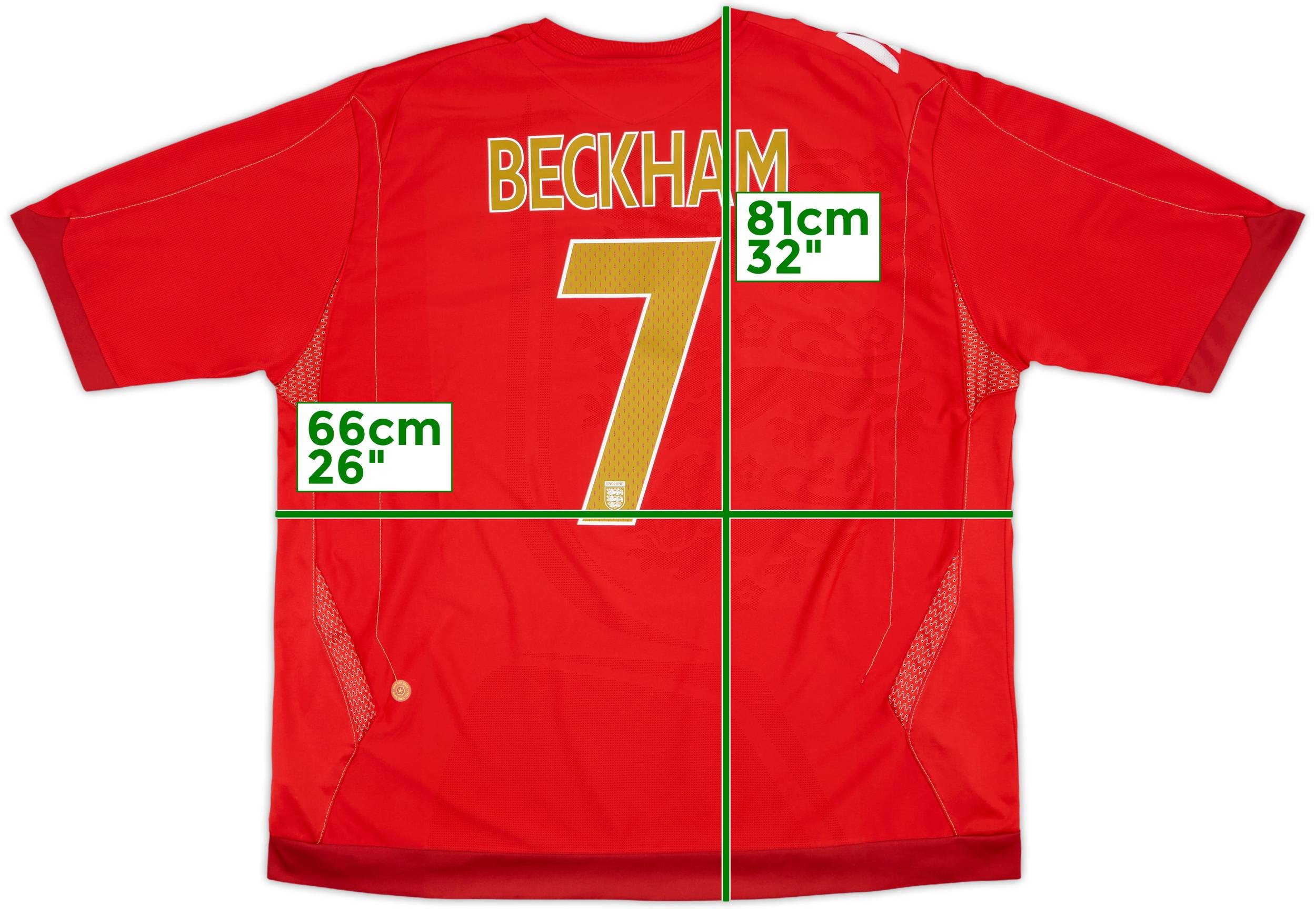 2006-08 England Away Shirt Beckham #7 - 8/10 - (3XL)