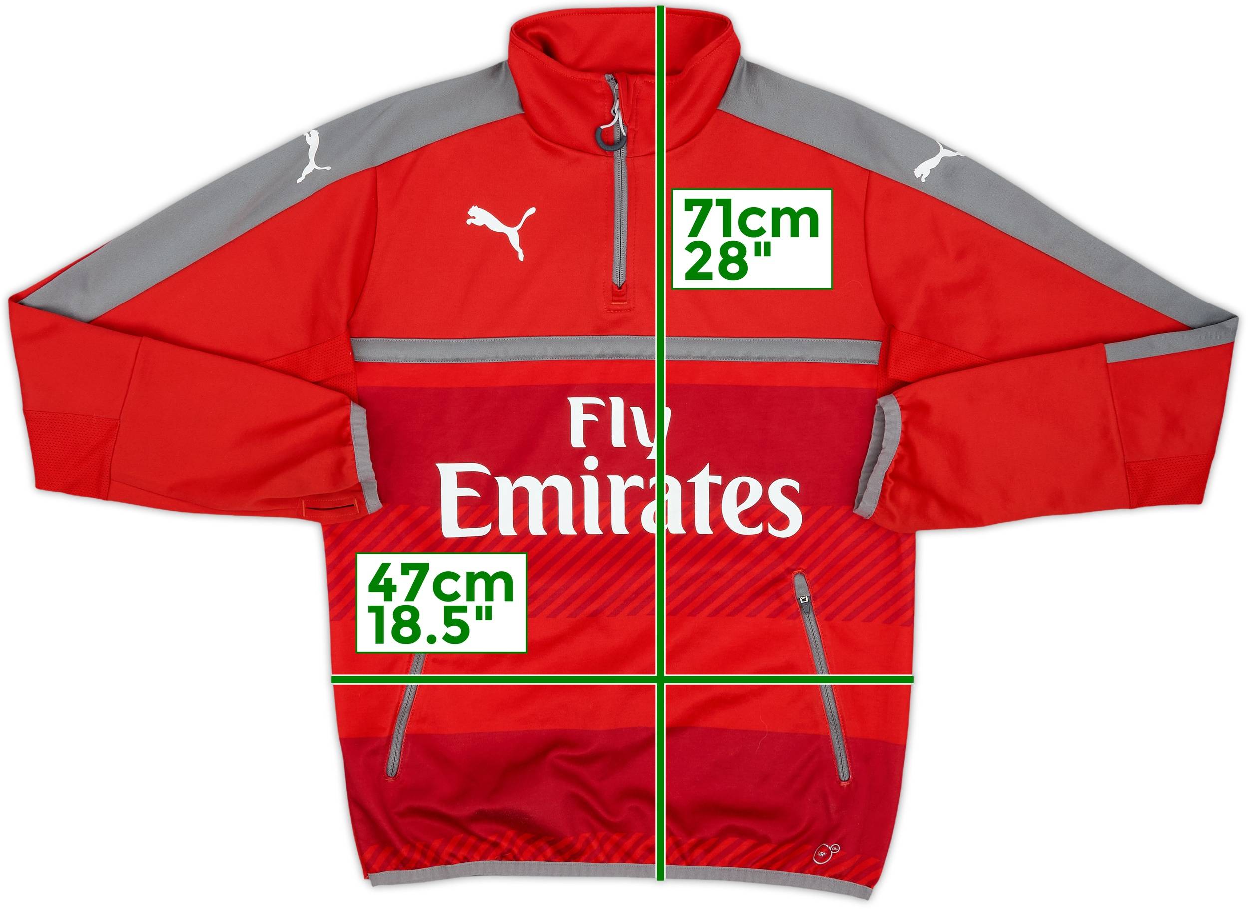 ウェア PUMA Arsenal 15-16 training fleece top 2015-16 Arsenal Puma 1/4 Zip Training Top - 8/10 - (S)
