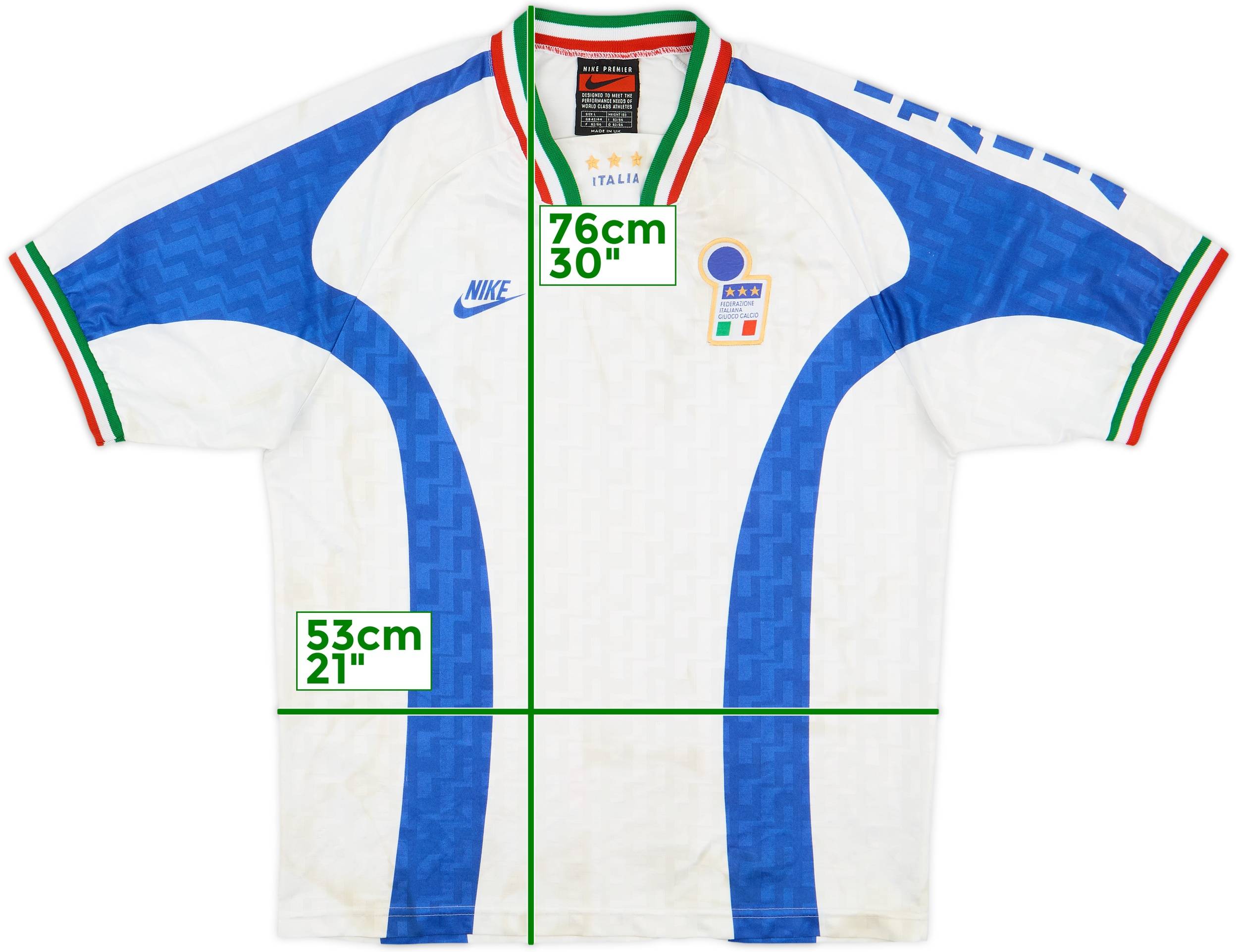 NIKE 95-96 イタリア代表　ユニフォーム MADE in UK NIKE 95-96 イタリア代表 ユニフォーム MADE in UK NIKE 95-96