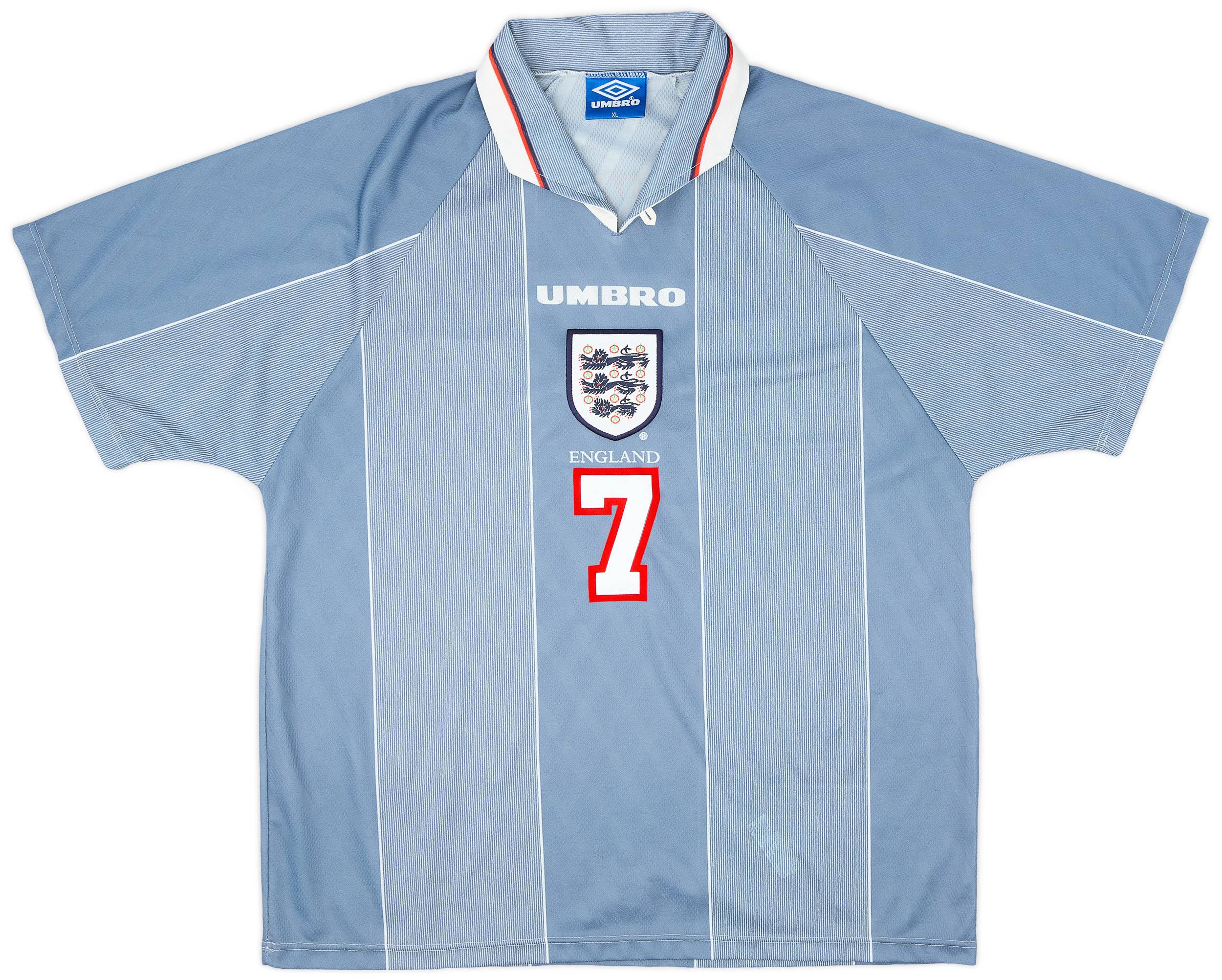 1996-97 England Away Shirt Beckham #7 - 9/10 - (XL)