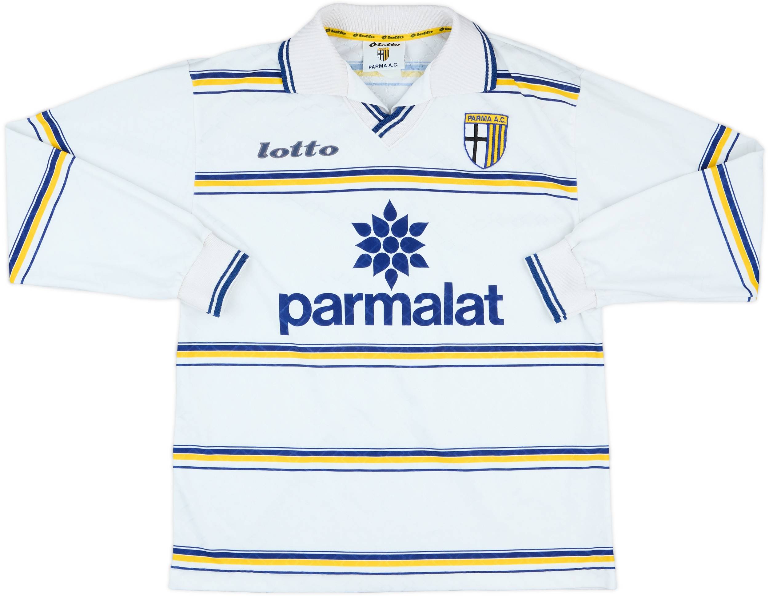 パルマ ユニフォーム Parma A.C. Lotto サッカーシャツ 白 L 1998-99 Parma Match Issue Away L/S Shirt #15