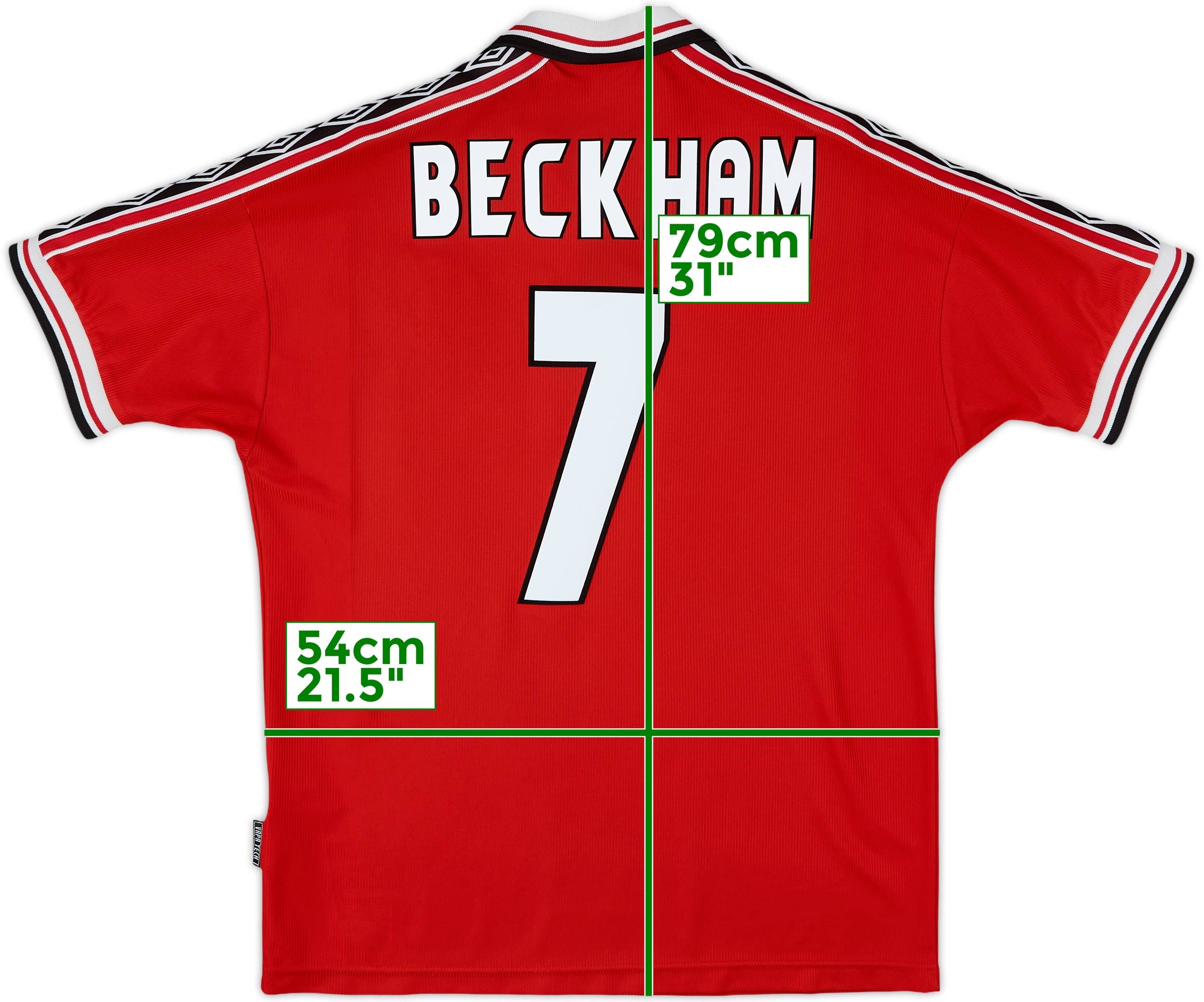 1998-00 Manchester United Home Shirt Beckham #7 - 7/10 - (L)