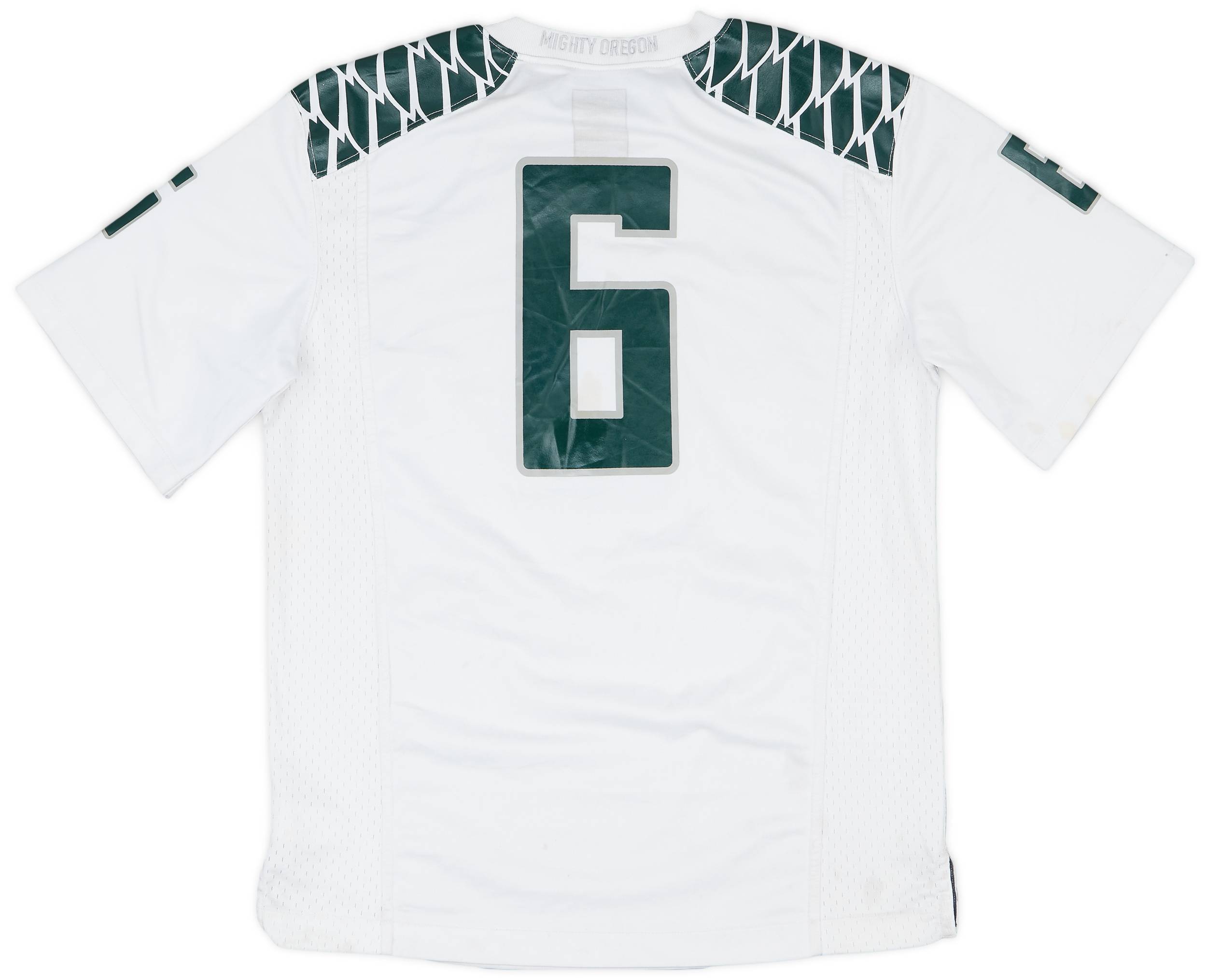 2012-13 Oregon Patos Thomas #6 Nike Camiseta Visitante - 6/10 - (L.Boys), image size:2500x2029