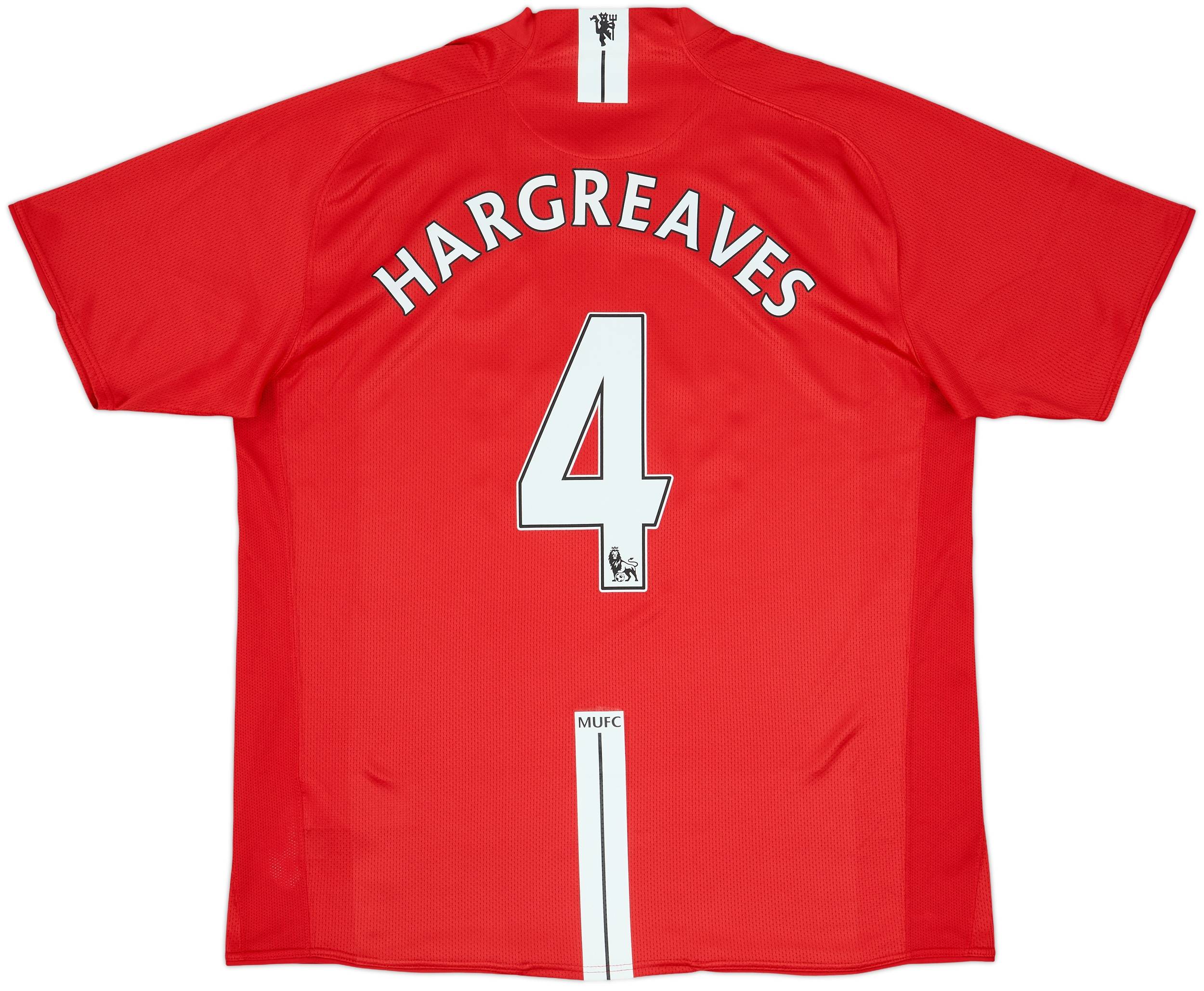 2007-09 Manchester United Home Shirt Hargreaves #4 - 9/10 - (XL)