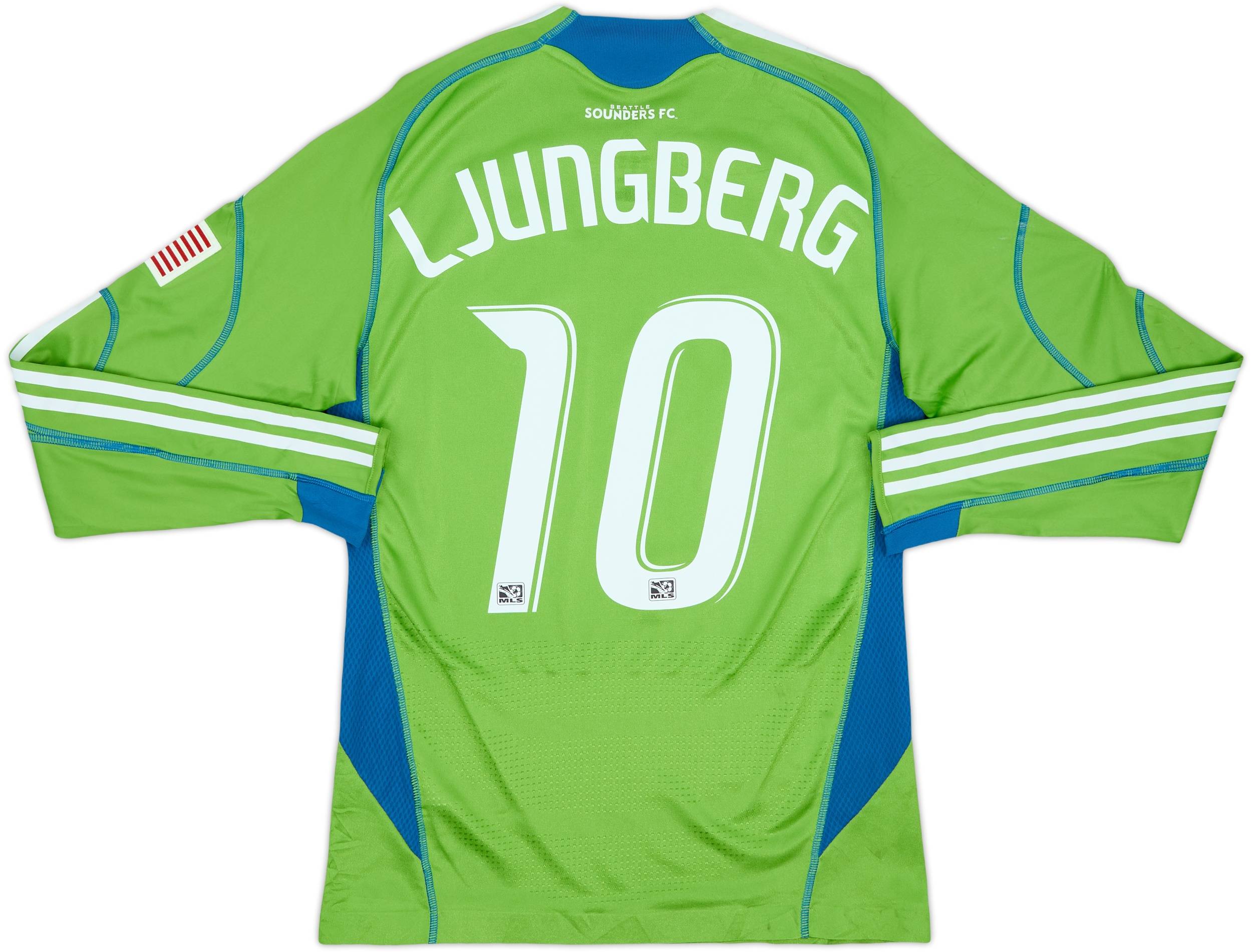 2009-10 Seattle Sounders Player Issue Home L/S Shirt Ljungberg #10 - 6/10 - (S)