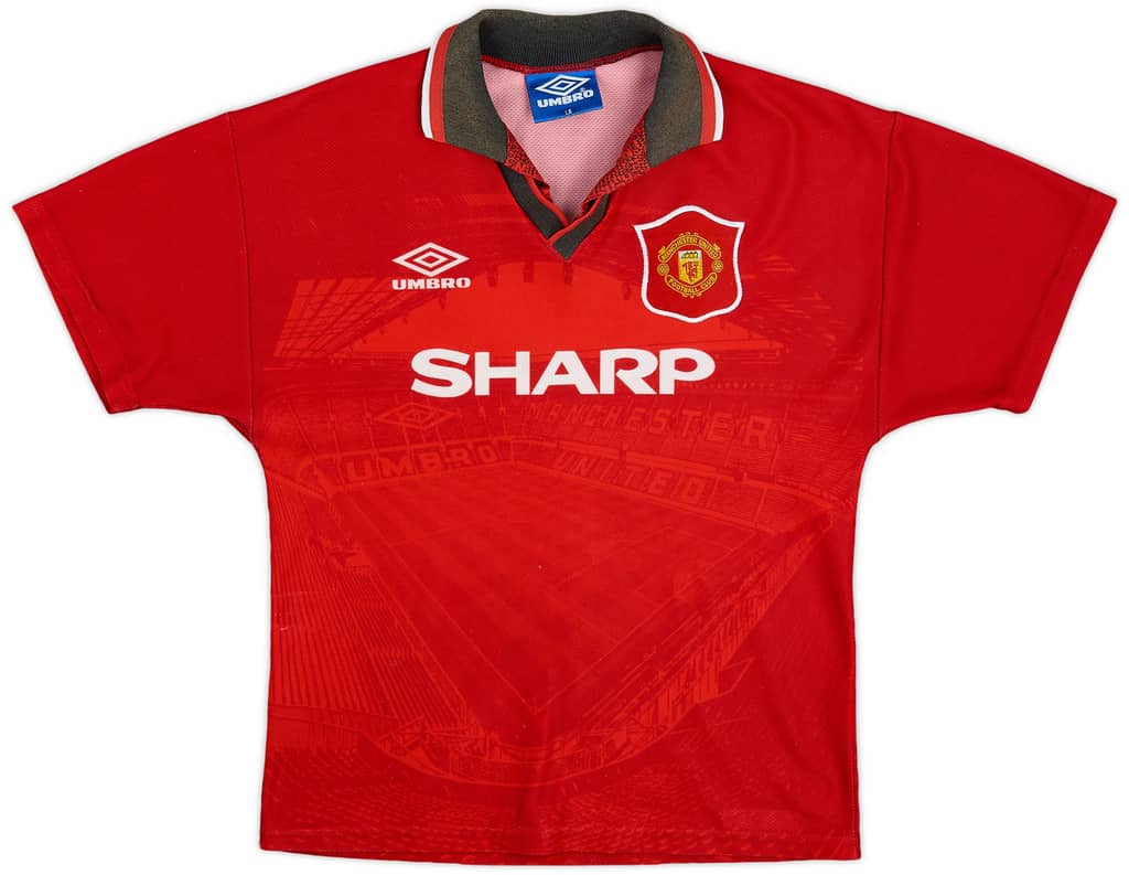 1994-96 Manchester United Home Shirt - 7/10 - (L.Boys)