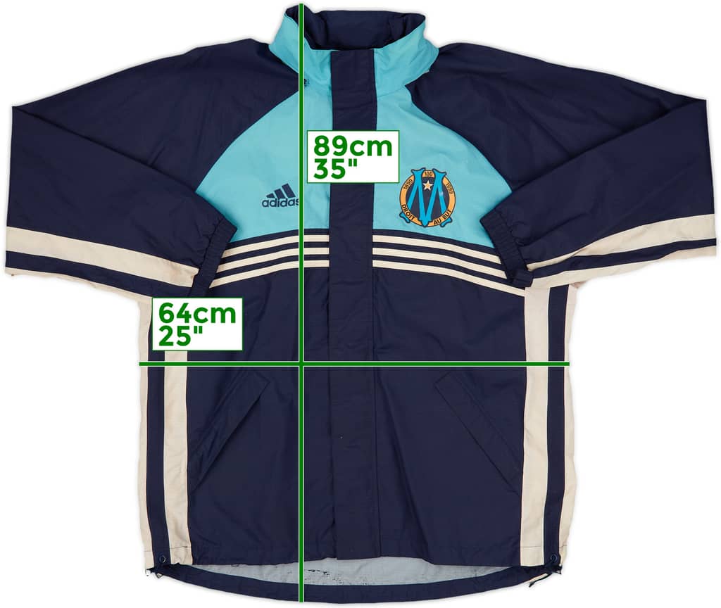 1999-00 Olympique Marseille adidas Hooded Rain Jacket - 8/10 - (L)