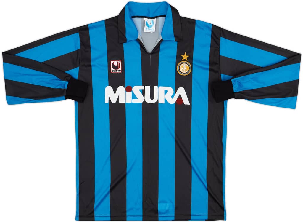 1990-91 Inter Milan Home L/S Shirt - 7/10 - (L)