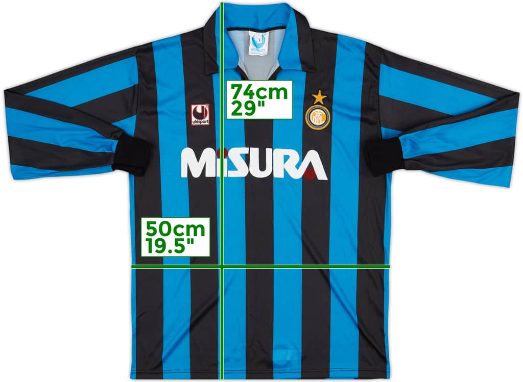 1990-91 Inter Milan Home L/S Shirt - 7/10 - (L)
