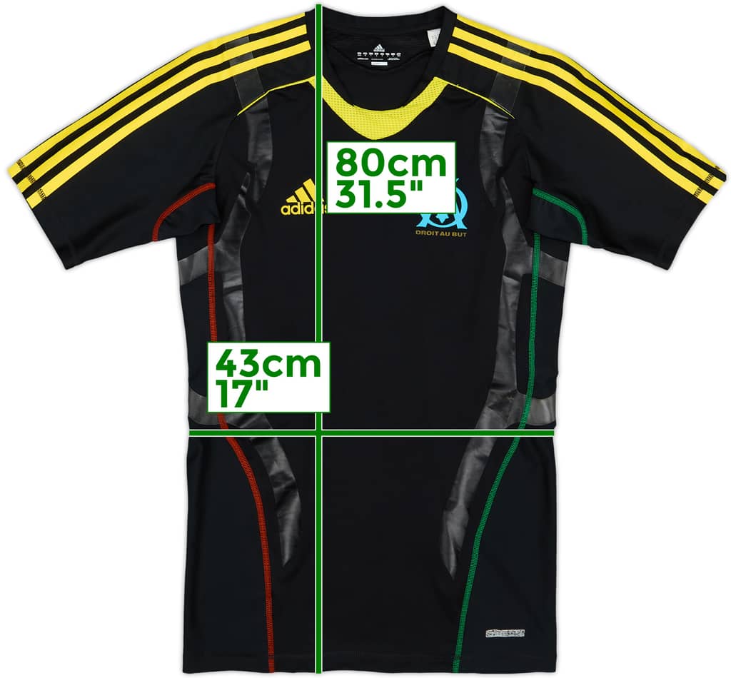 2010-11 Olympique Marseille Player Issue TechFit adidas Training Shirt - 6/10 - (M/L)