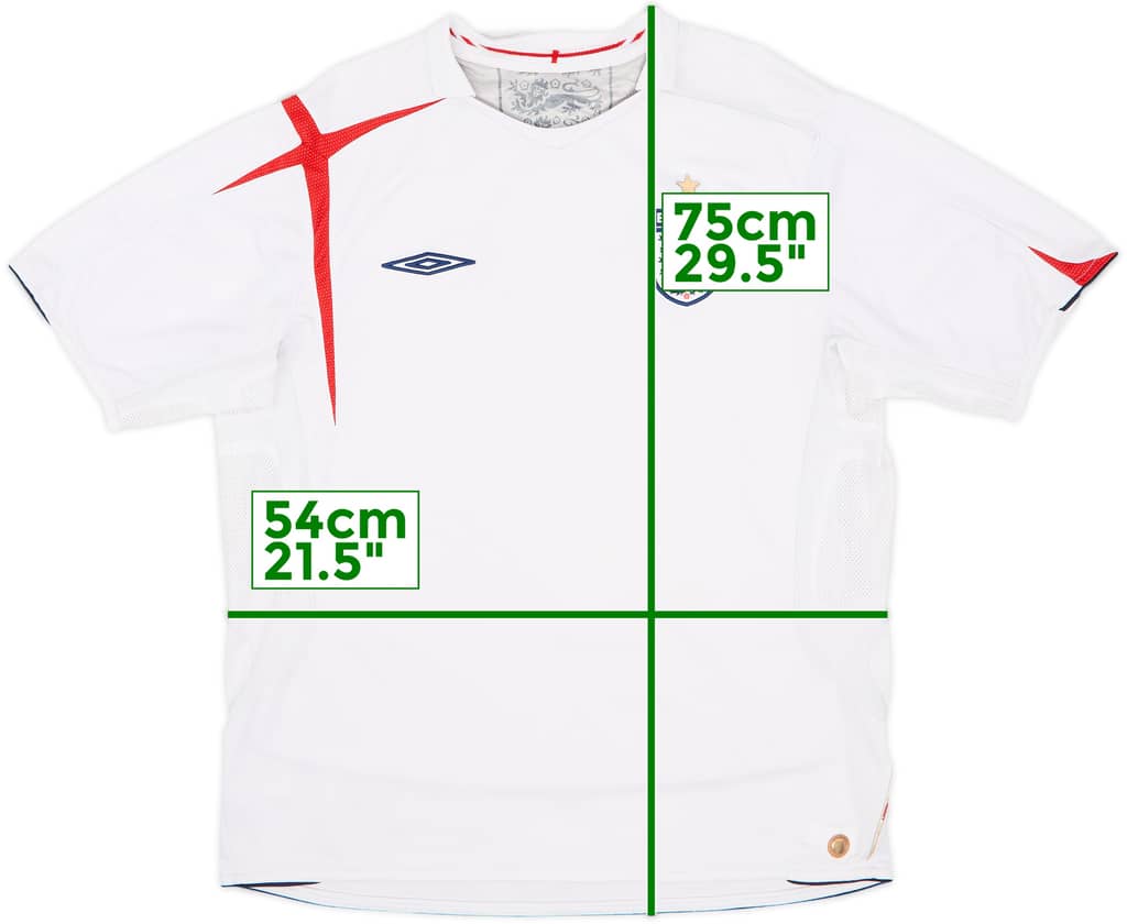 2005-07 England Home Shirt - 5/10 - (XL)