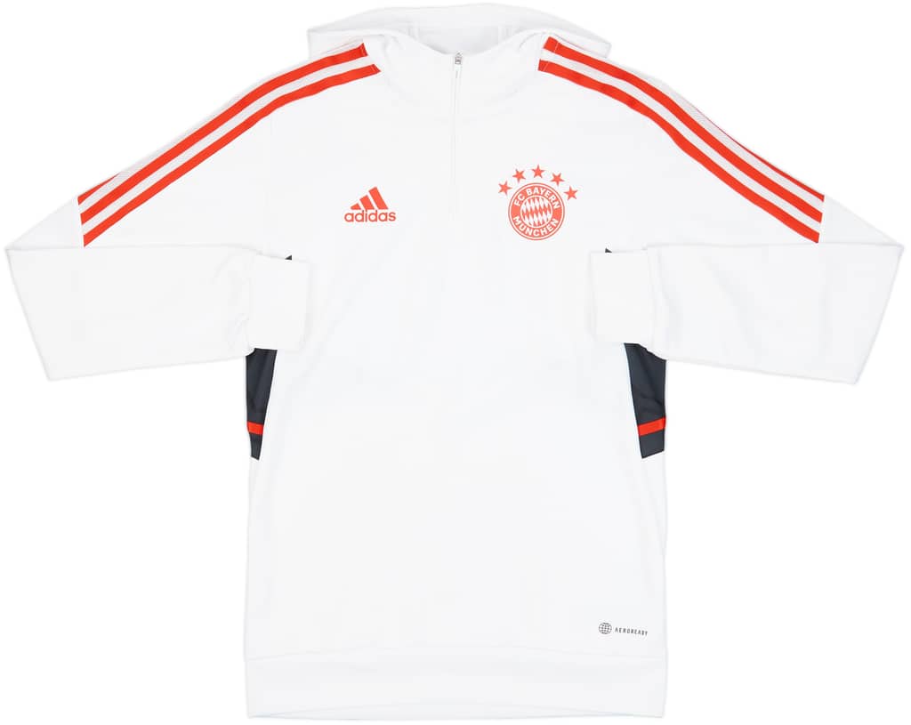 2022-23 Bayern Munich adidas 1/4 Zip Hooded Sweat Top - 7/10 - (XS)