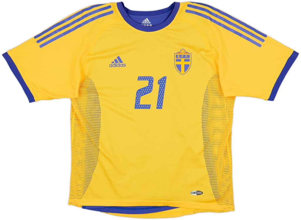 2002-03 Sweden Player Issue Home Shirt Ibrahimovic #21 - 8/10 - (M)