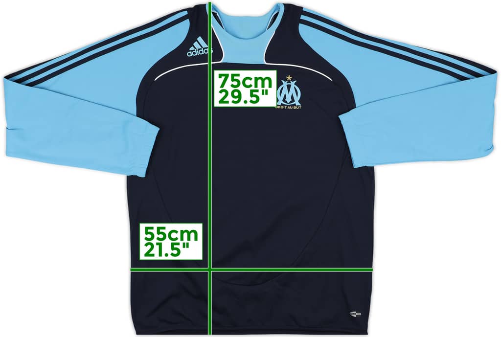 2008-09 Olympique Marseille adidas Sweat Top - 9/10 - (L)