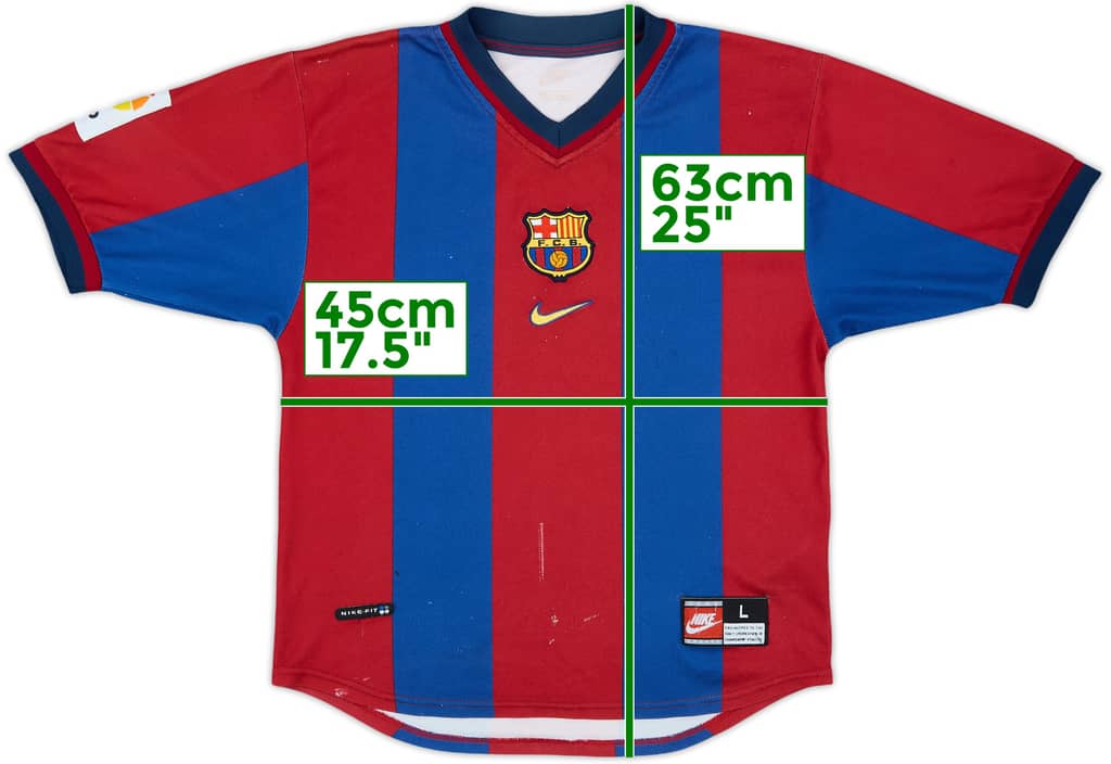 1998-00 Barcelona Home Shirt - 7/10 - (L.Boys)