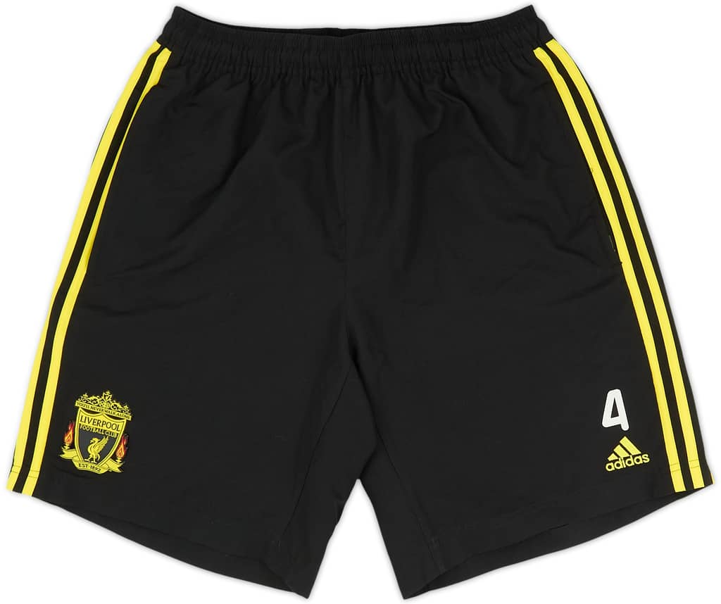 2010-11 Shorts de entrenamiento adidas versión jugador del Liverpool #4 (R. Meireles) - 8/10 - (L)