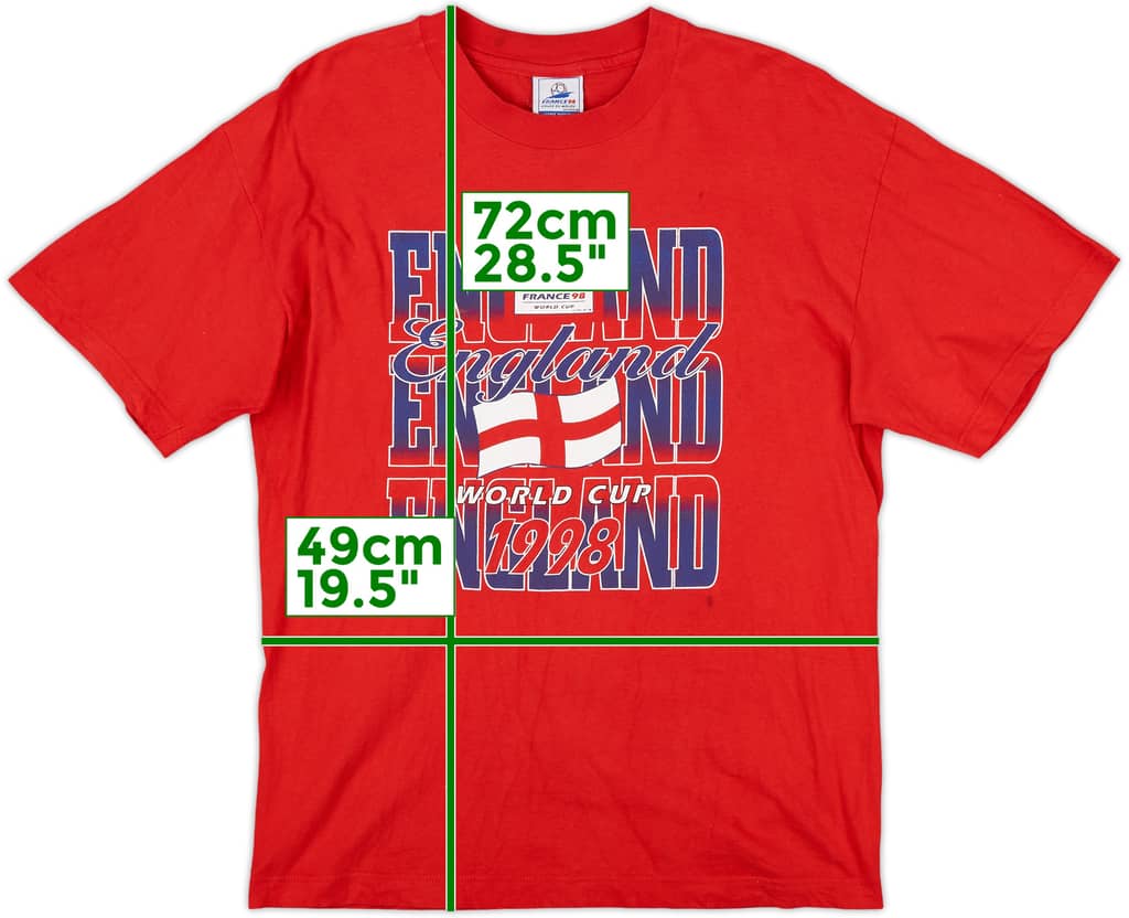 1998 England World Cup 98 Cotton Tee - 7/10 - (L)