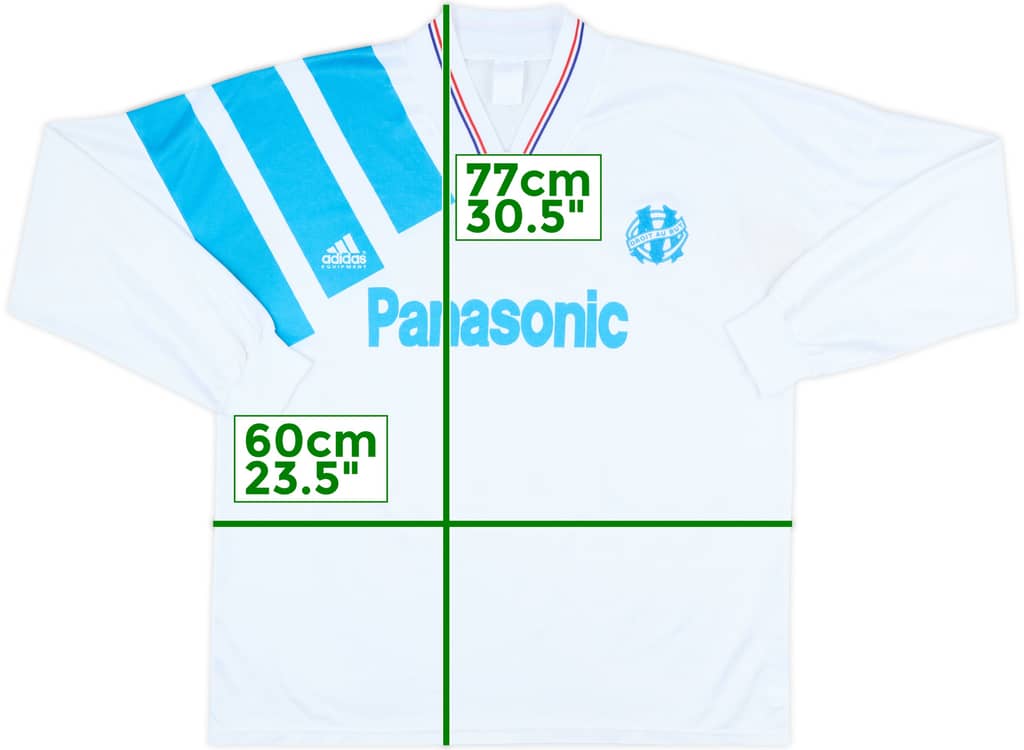 1991-92 Olympique Marseille Home L/S Shirt - 6/10 - (XL)