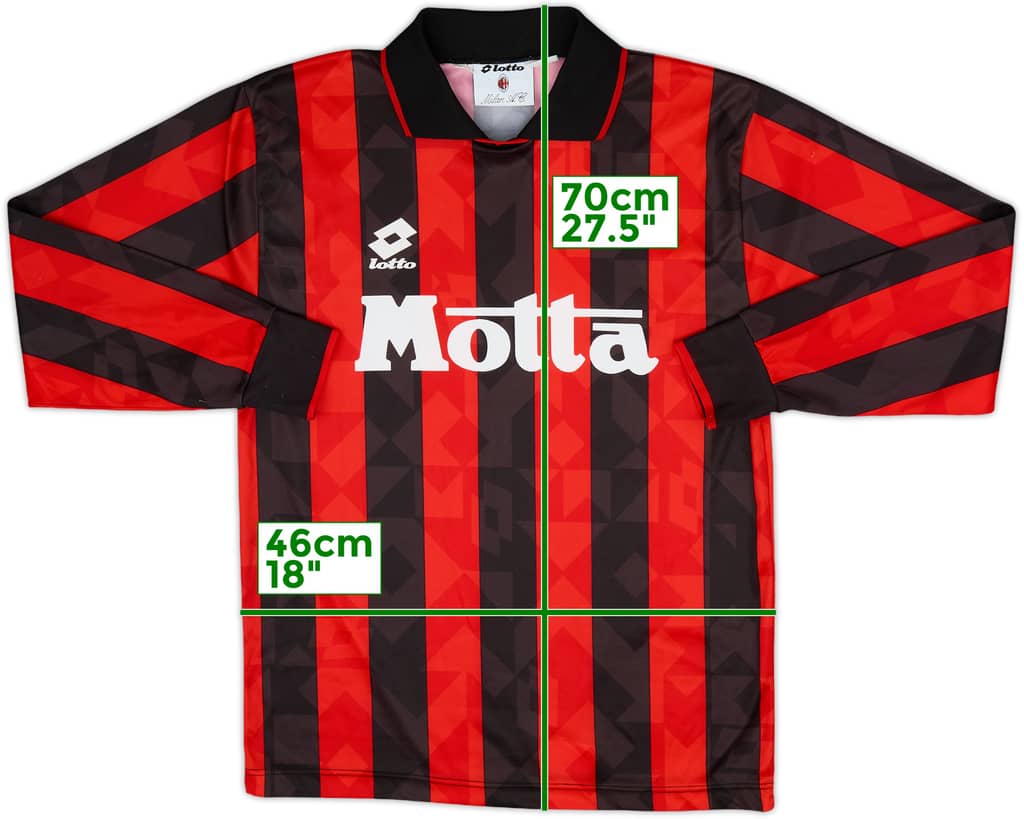 1993-94 AC Milan Home L/S Shirt - 9/10 - (S)