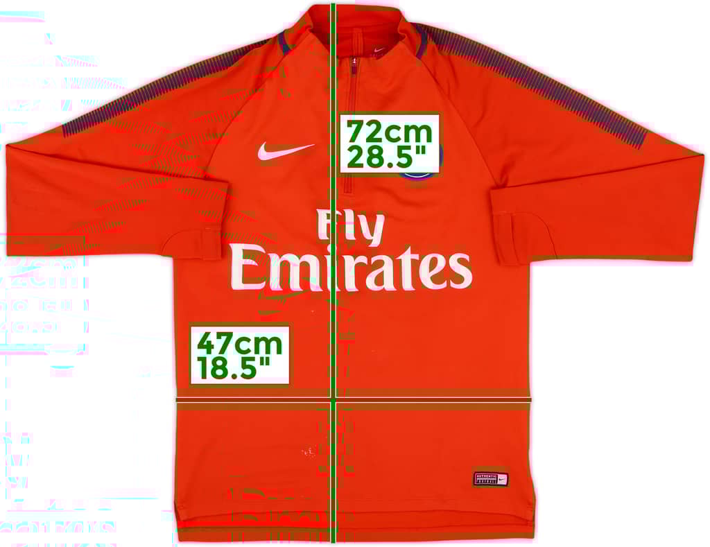 2017-18 Paris Saint-Germain Nike 1/4 Zip Sweat Top - 7/10 - (S)