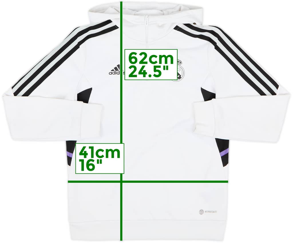 2022-23 Real Madrid adidas 1/4 Zip Hooded Drill Top - 7/10 - (M.Boys)