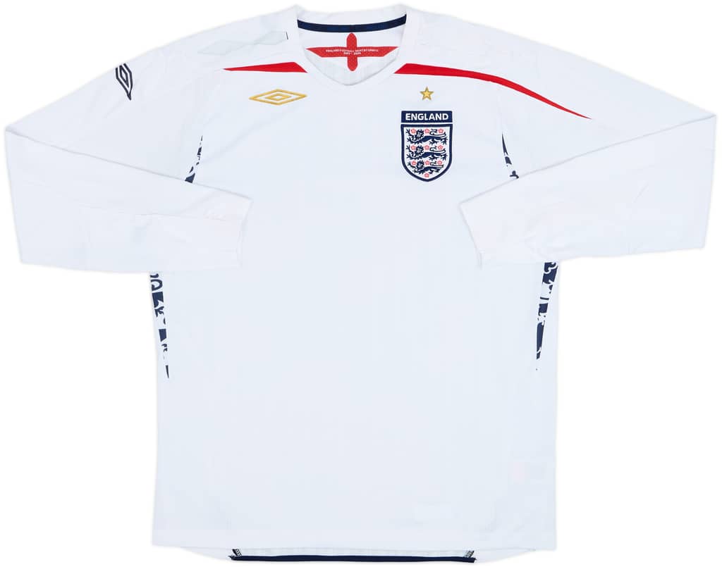 2007-09 England Home L/S Shirt - 5/10 - (L)
