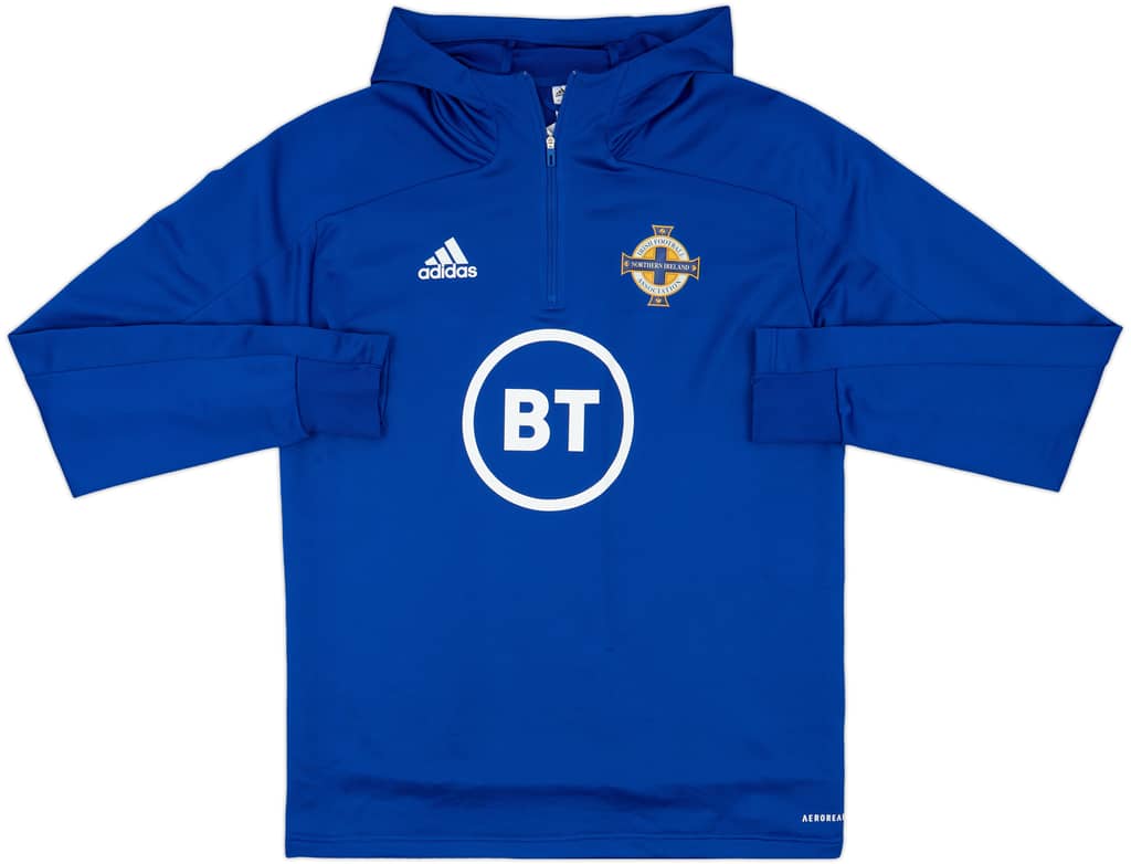 2019-20 Northern Ireland adidas Hooded 1/4 Zip Drill Top - 9/10 - (L)