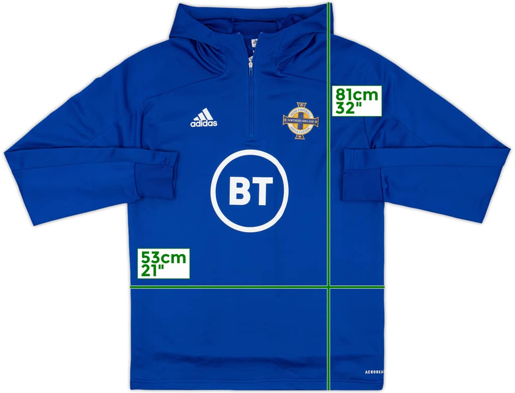 2019-20 Northern Ireland adidas Hooded 1/4 Zip Drill Top - 9/10 - (L)