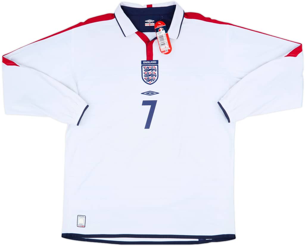 2003-05 England Home L/S Shirt Beckham #7 (XL)