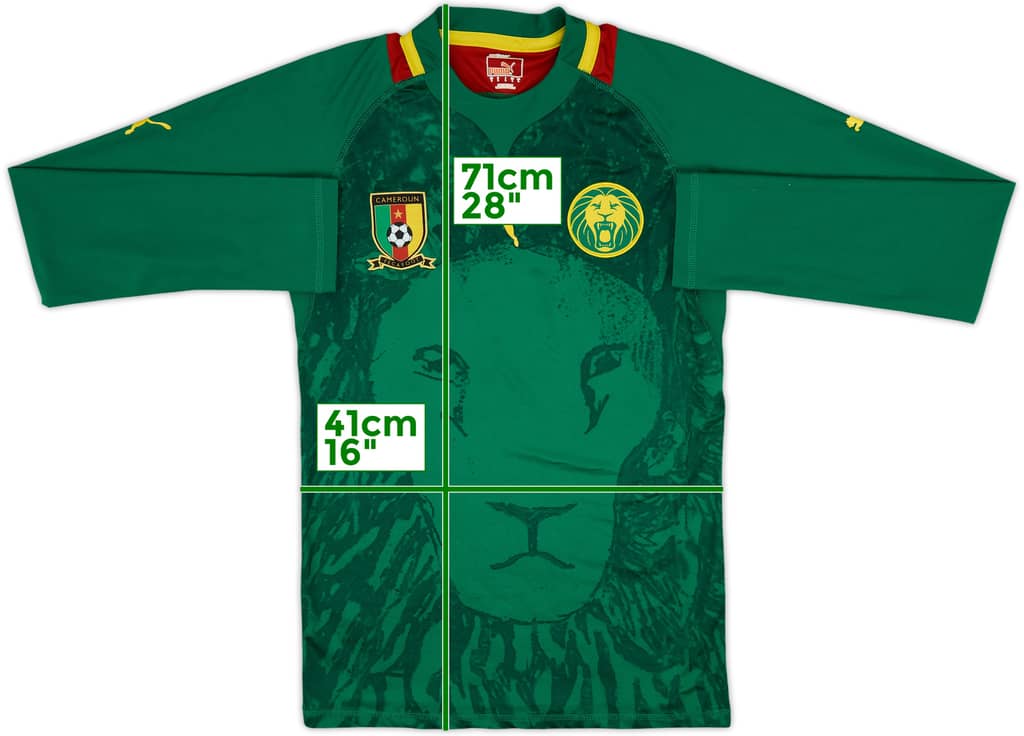 2012-14 Cameroon Player Issue Home L/S Shirt - 8/10 - (L)