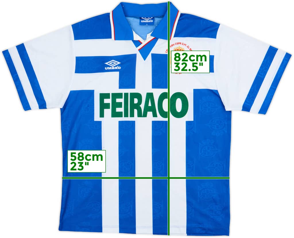 1995-96 Deportivo de La Coruna Copa del Rey Campeon Home Shirt - 8/10 - (XL)
