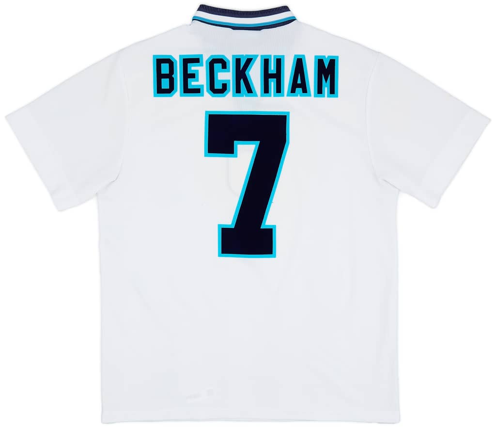 1995-97 England Home Shirt Beckham #7 - 8/10 - (L)