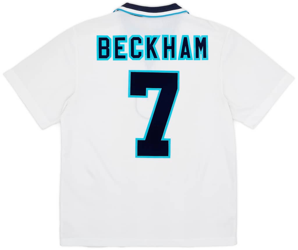 1995-97 England Home Shirt Beckham #7 - 8/10 - (M)