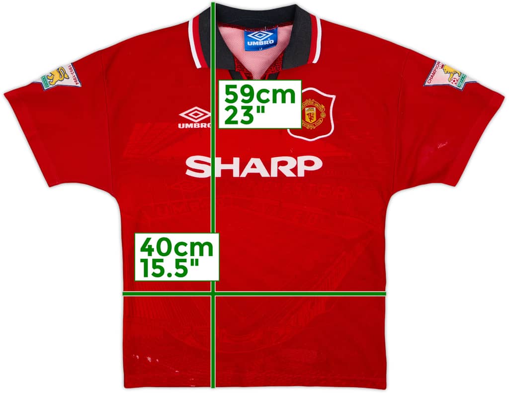 1994-96 Manchester United Home Shirt - 4/10 - (L.Boys)