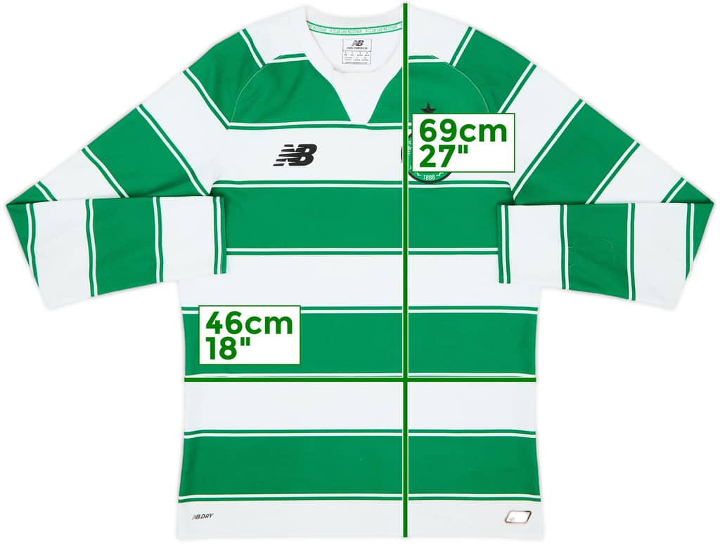 2015-16 Celtic Home L/S Shirt - 7/10 - (S)
