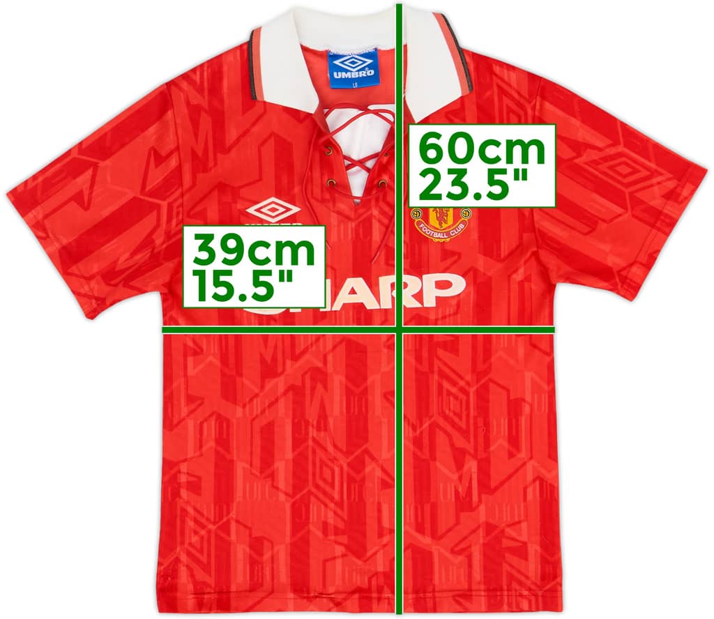 1992-94 Manchester United Home Shirt - 7/10 - (L.Boys)
