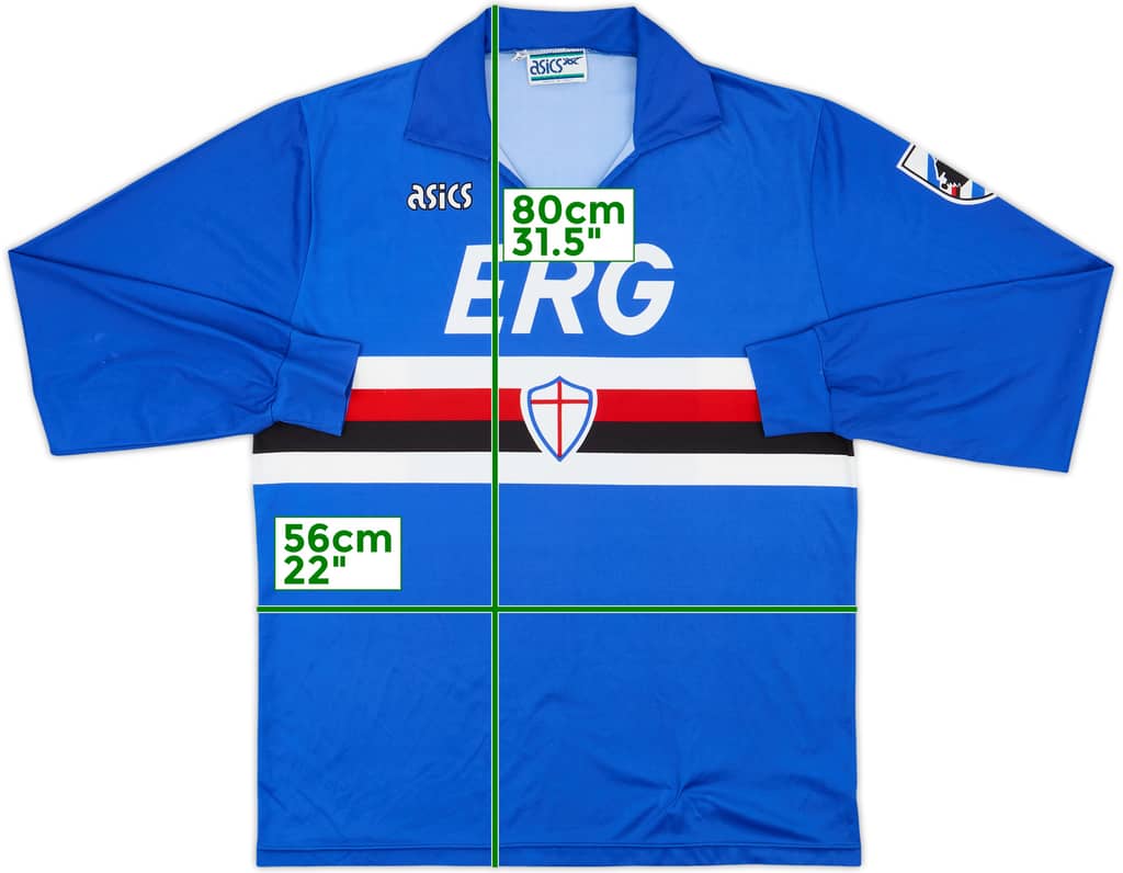 1990-92 Sampdoria Home L/S Shirt - 8/10 - (XL)