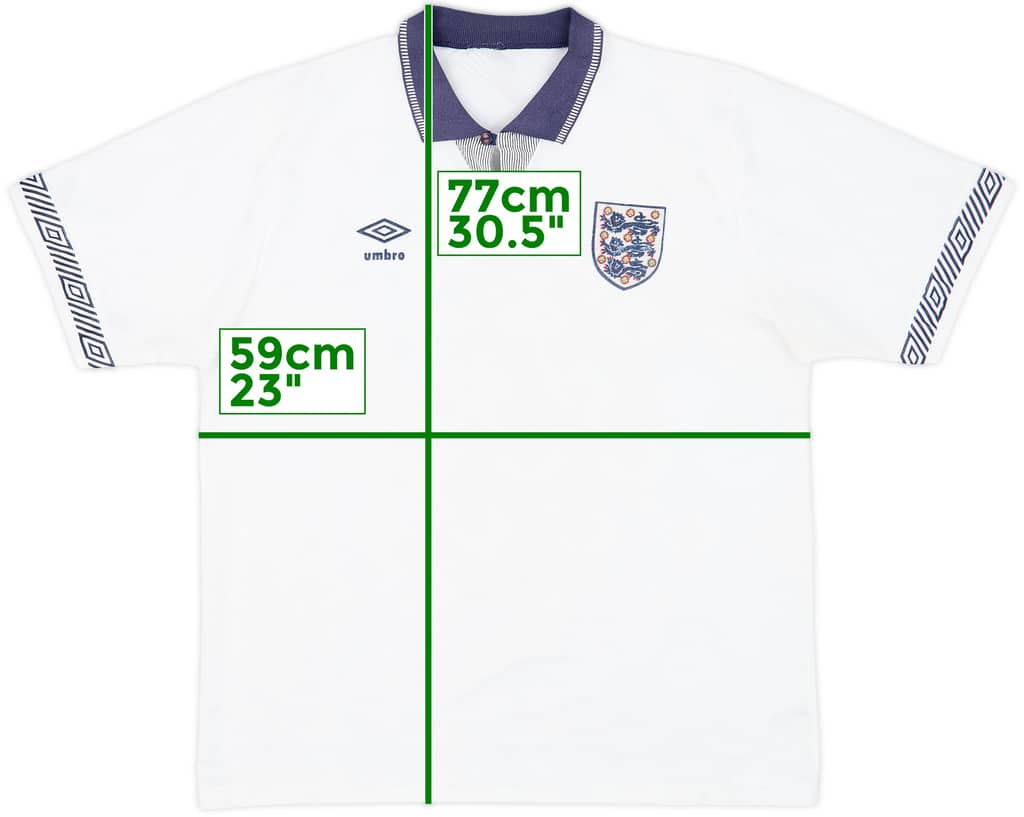 1990-92 England Home Shirt - 8/10 - (XL)