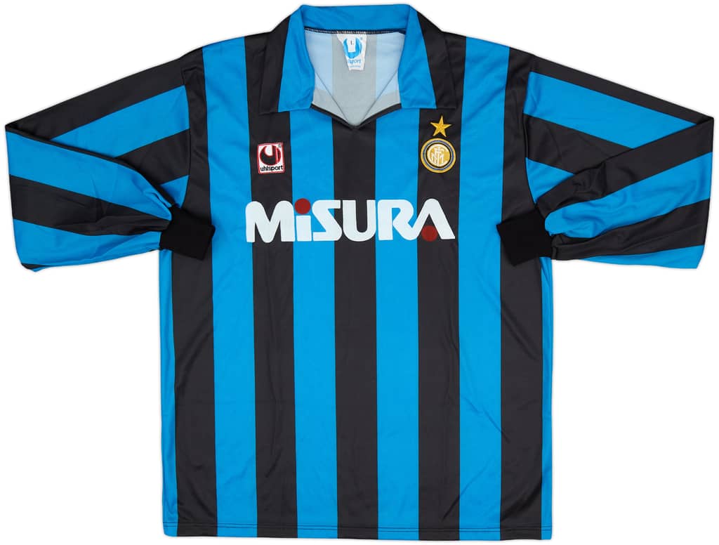 1990-91 Inter Milan Home L/S Shirt - 8/10 - (L)