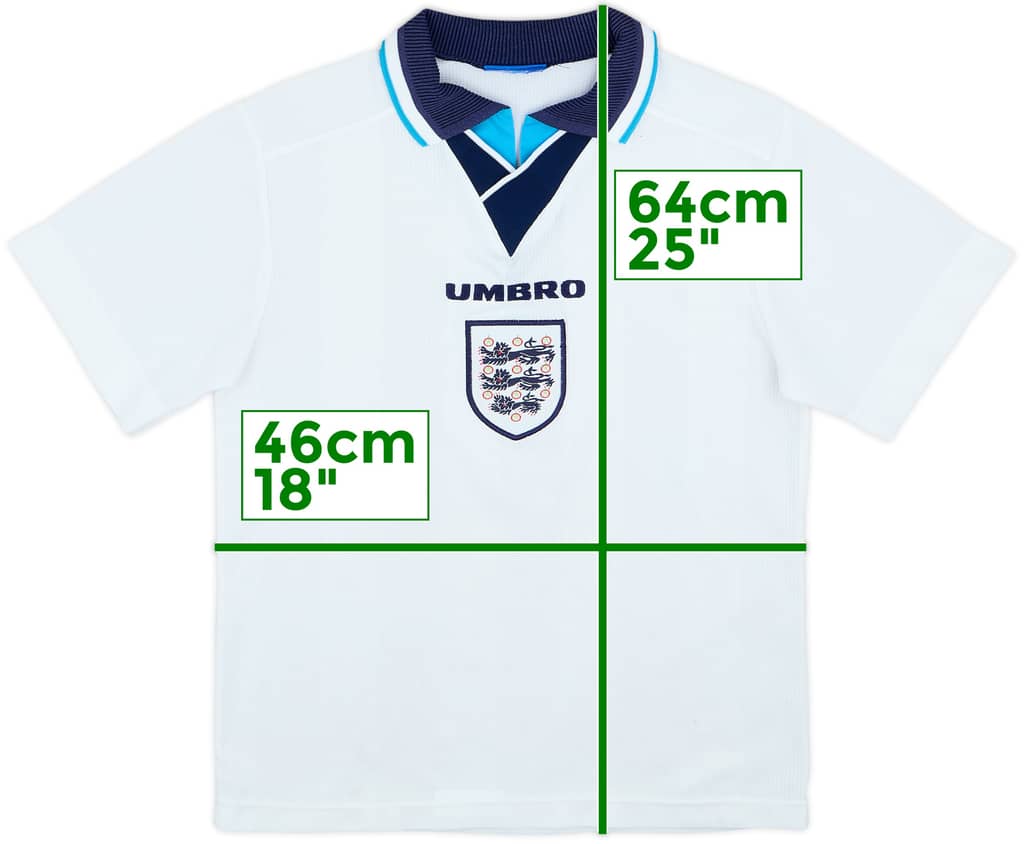 1995-97 Inglaterra Camiseta Local - 8/10 - (L. Niños)
