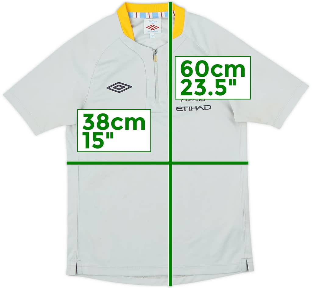 2010-11 Manchester City Umbro 1/4 Zip Polo Shirt - 8/10 - (11-12 Years)