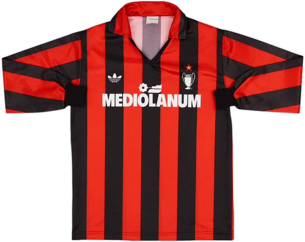 1989-90 AC Milan Basic Home L/S Shirt - 7/10 - (XS)