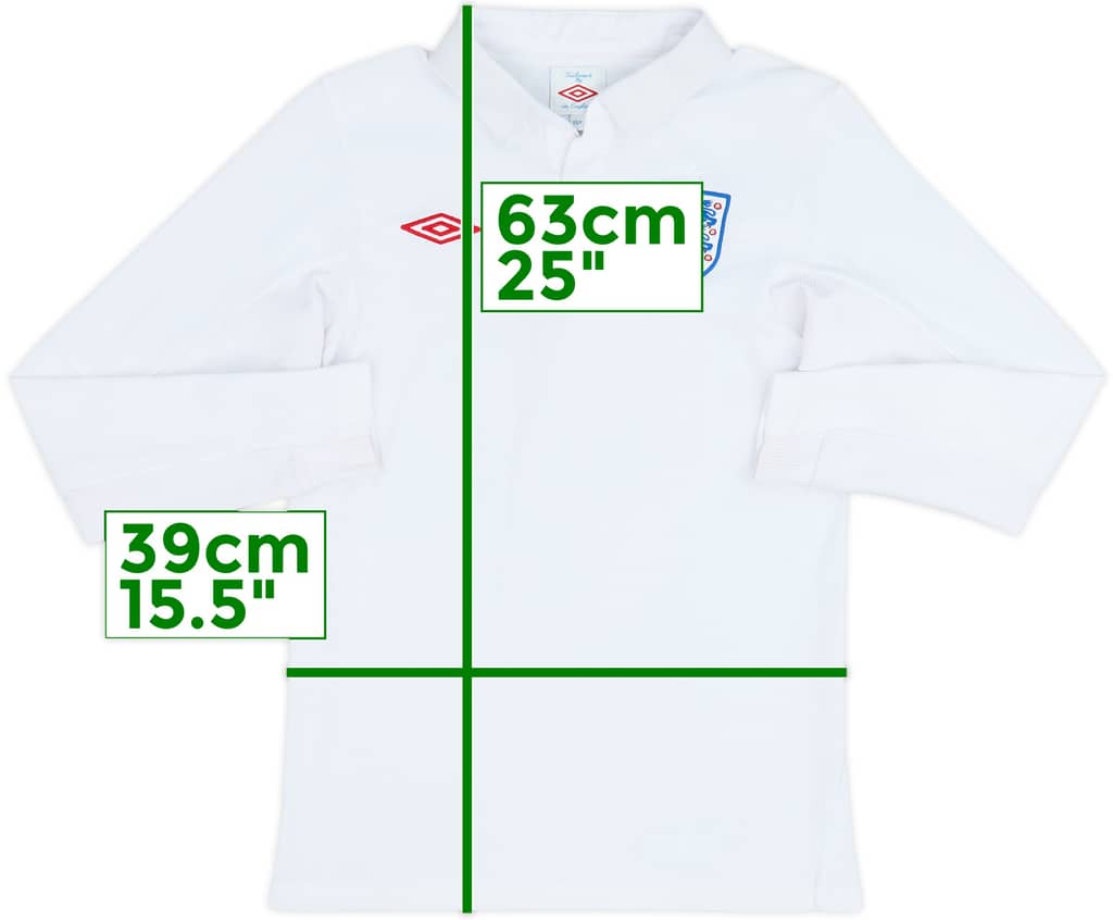 2009-10 England Home L/S Shirt - 6/10 - (M.Boys)
