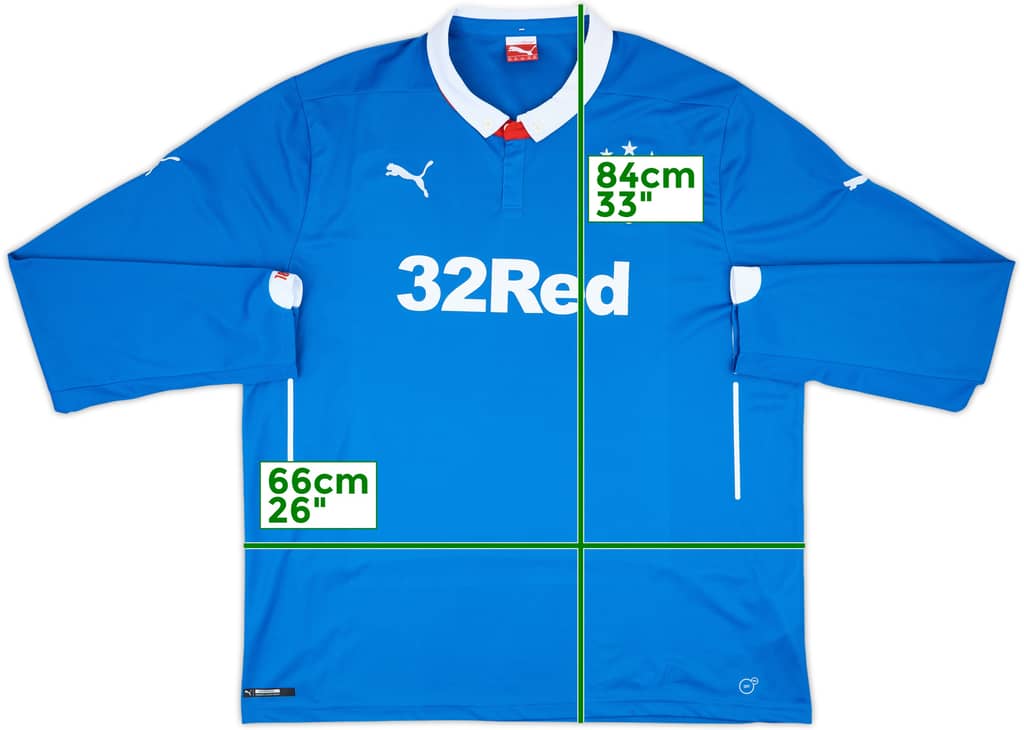 2014-15 Rangers Home L/S Shirt - 9/10 - (3XL)