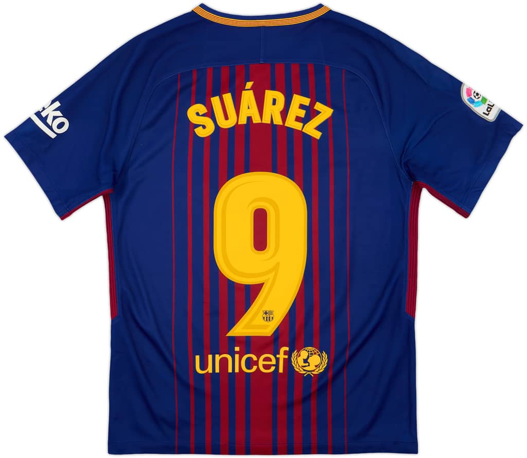 2017-18 Barcelona Home Shirt Suarez #9 - 5/10 - (S)