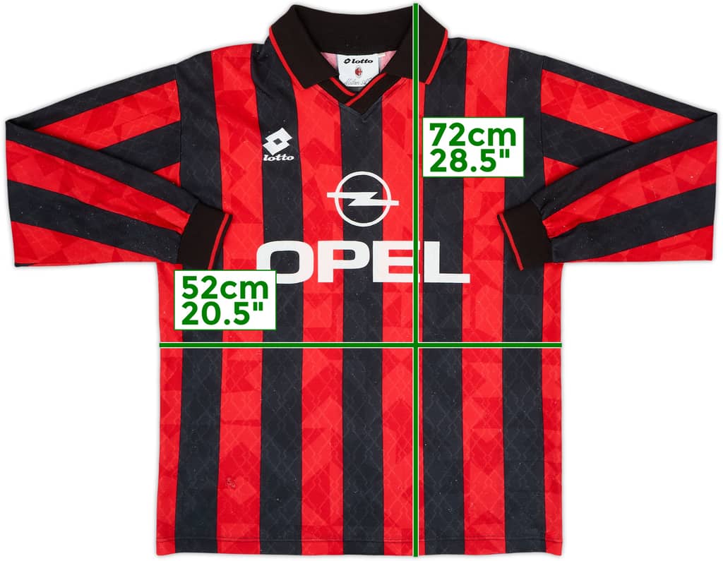 1995-96 AC Milan Home L/S Shirt - 7/10 - (M)