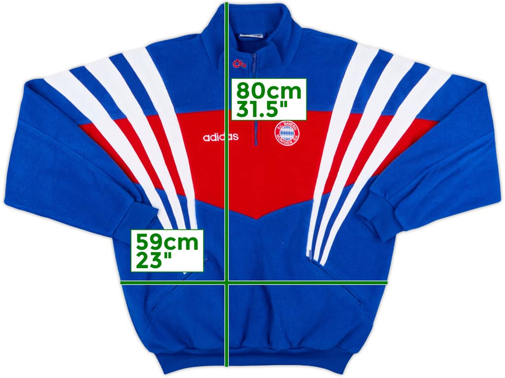 1995-96 Bayern Munich adidas 1/4 Zip Fleece Top - 9/10 - (XL)