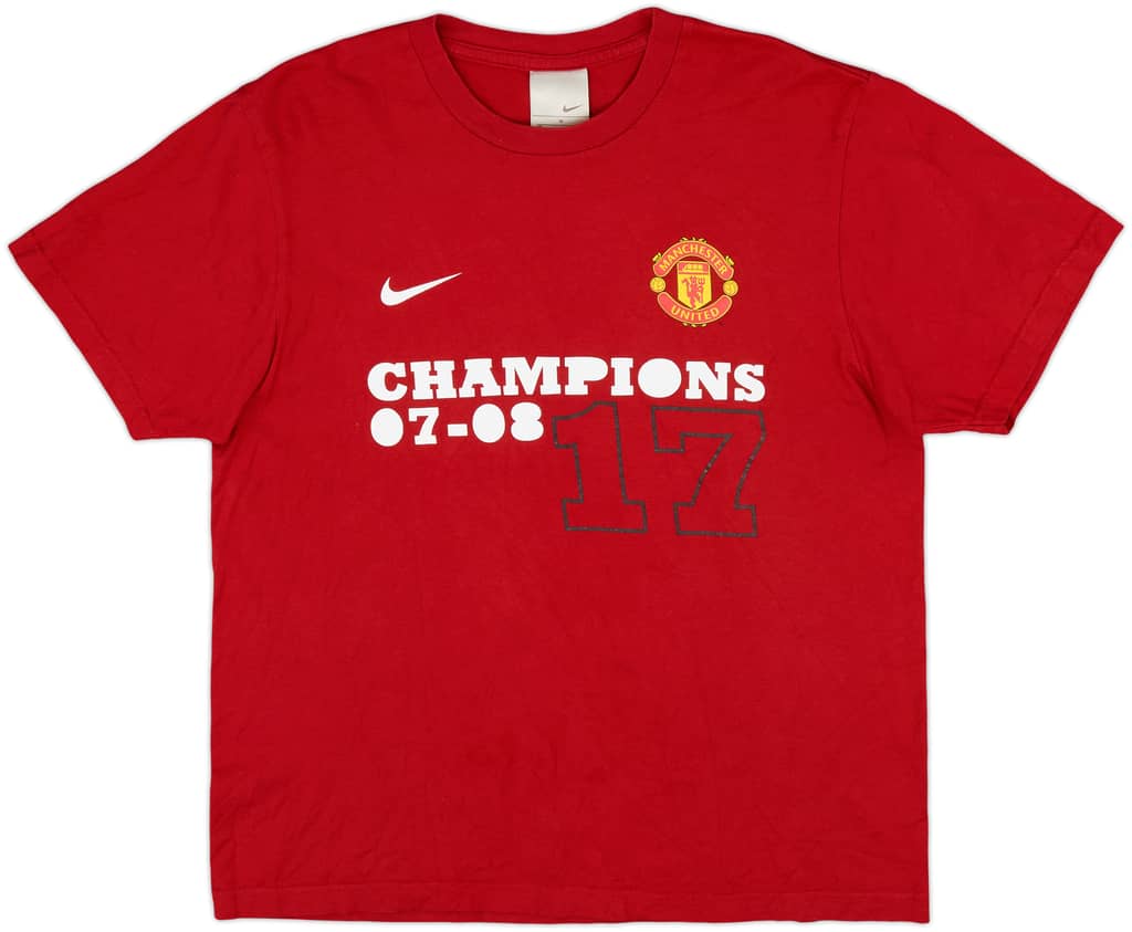 2007-08 Manchester United 'Champions' Nike Graphic Tee - 8/10 - (M)